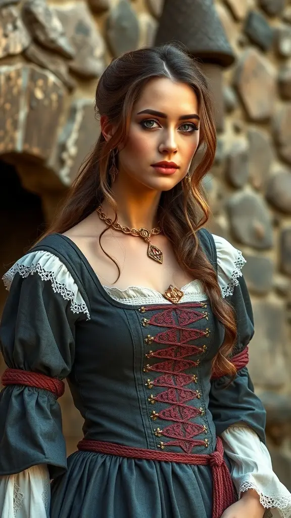 A map featuring dresses representing different regions, showcasing medieval fashion.