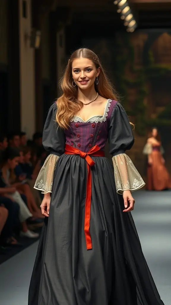 Modern interpretations of Medieval Princess dresses featuring intricate embroidery and regal silhouettes.