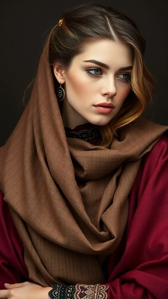 An arrangement of rich fabrics in deep green, burgundy, and warm gold, showcasing the color palette of the 14th century.