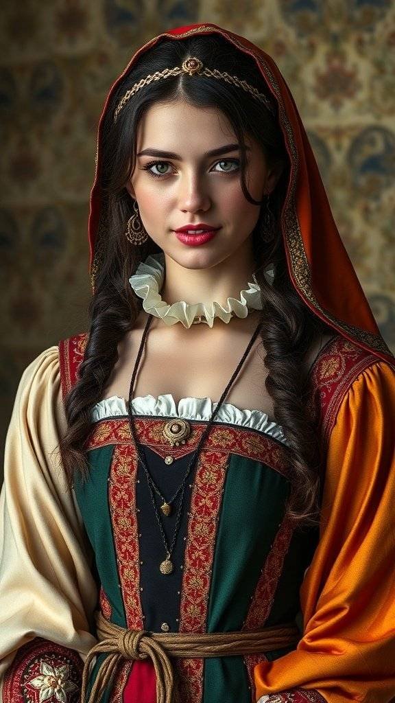 A collection of fabrics in various colors, including navy, red, yellow, and cream, arranged in a flowing manner.