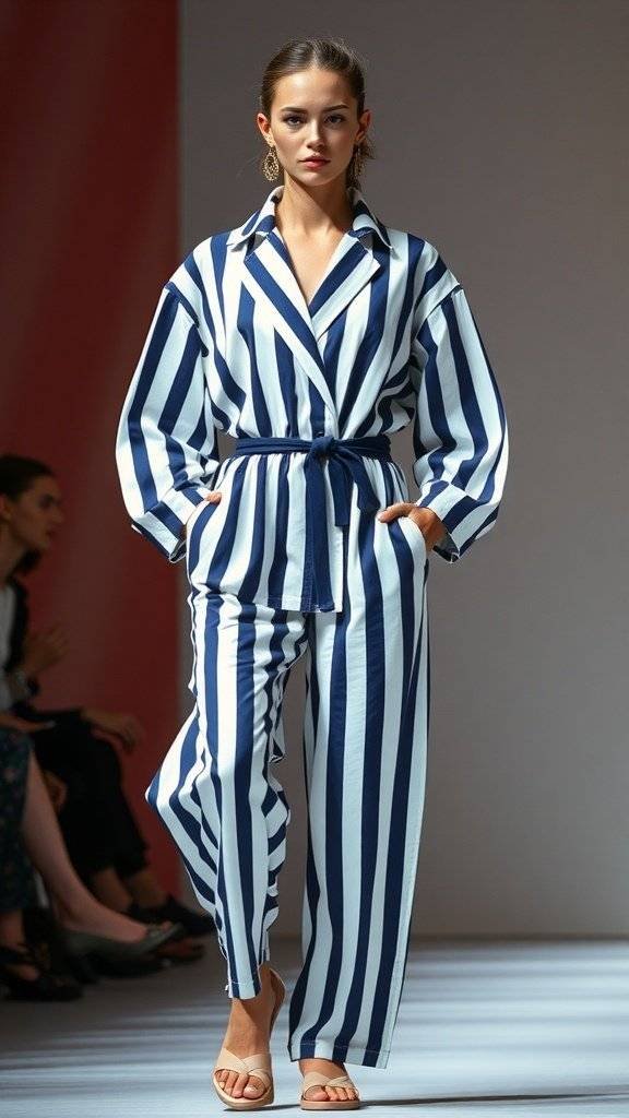 A diverse group of women wearing striped outfits, showcasing different styles and body types.
