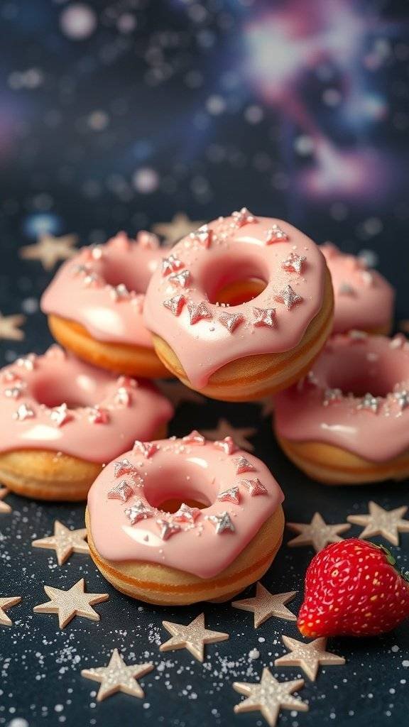 Strawberry Stardust Mini Donuts with star-shaped sprinkles