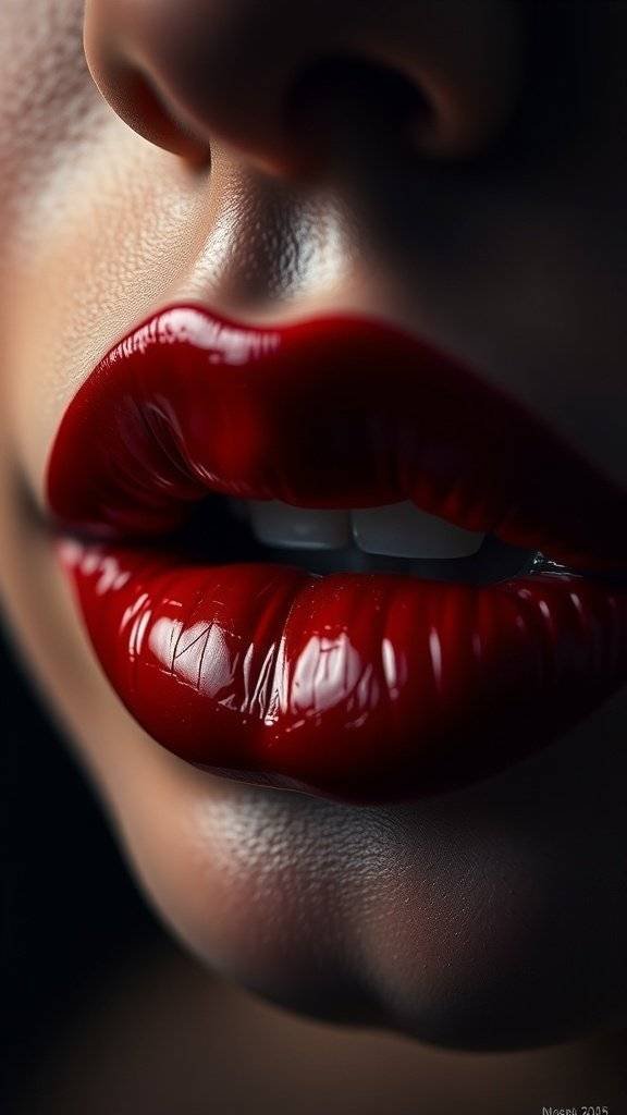 close up of cherry red lips