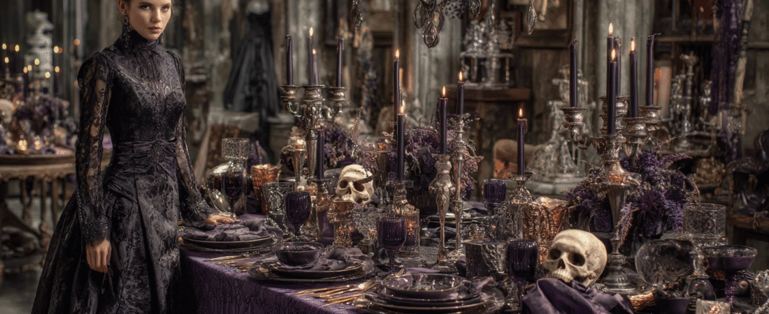 Moody Halloween Tablescapes for a Gotham-Style Celebration