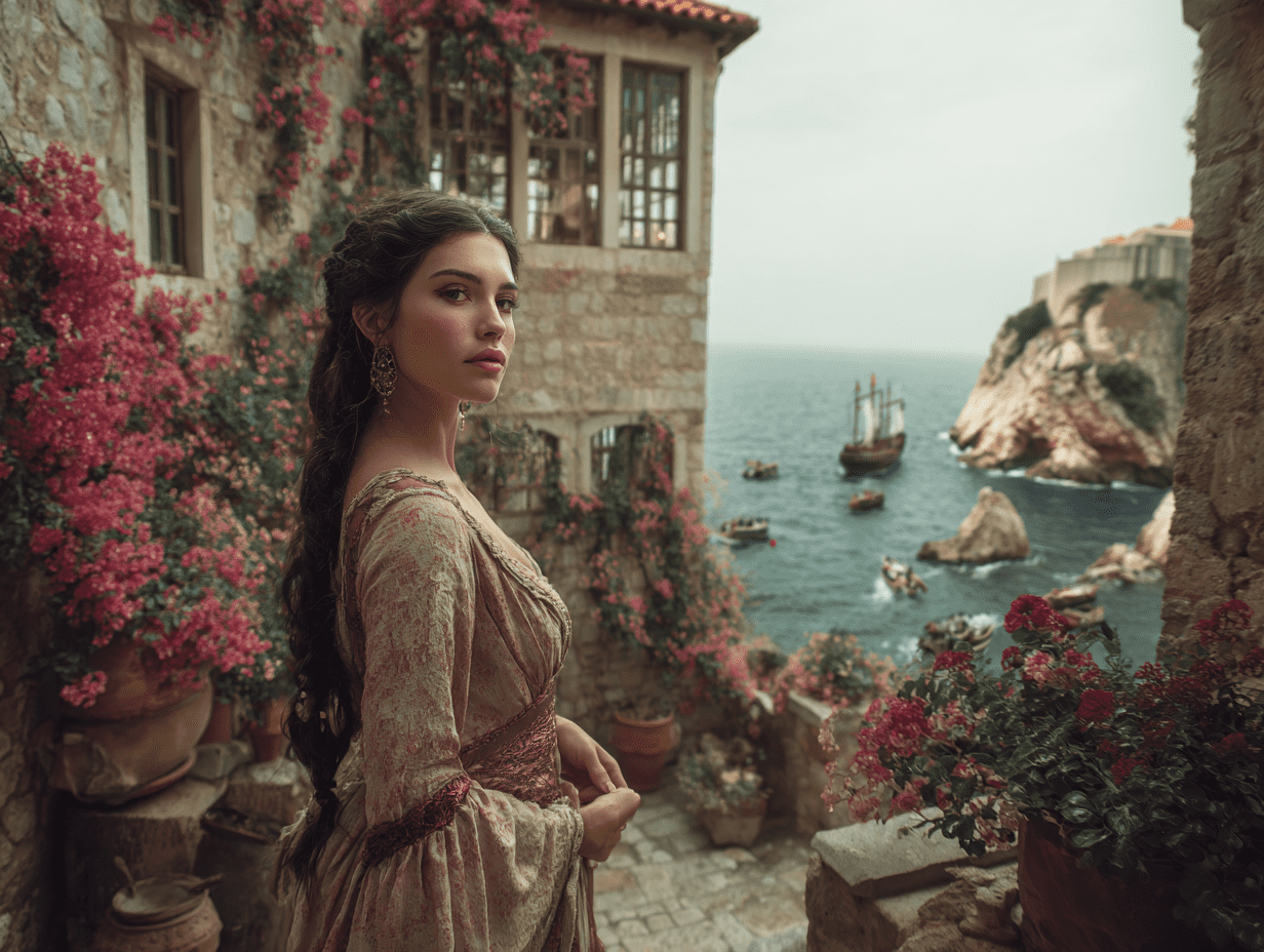 A woman standing in a courtyard in Kings Landing.