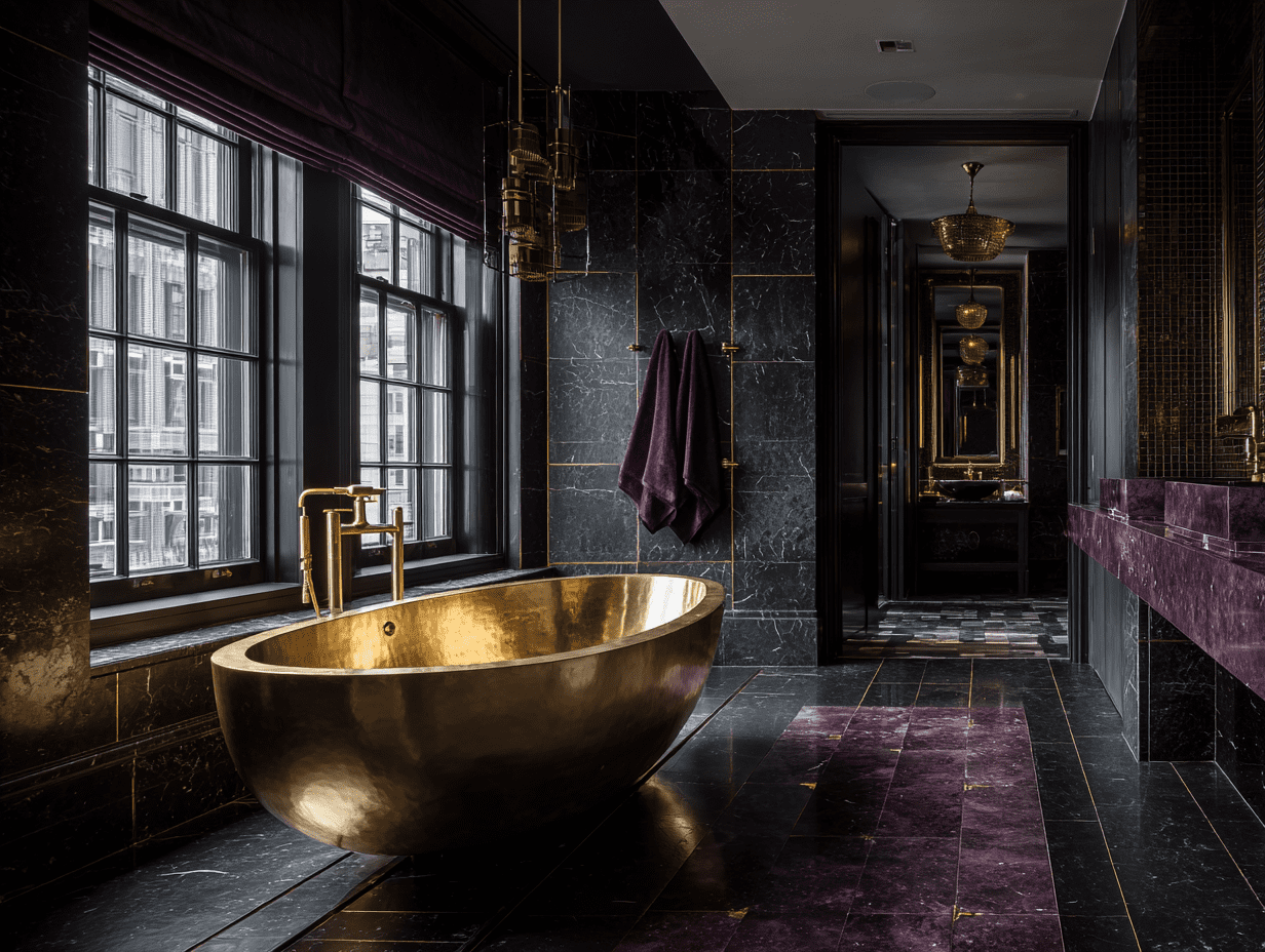 A luxurious bathroom from a Gotham City mansion.