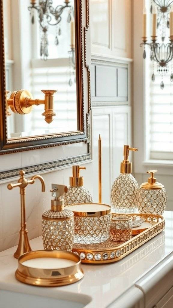 A lavish 1920s bathroom featuring clawfoot abathtubs, a chandelier, and elegant decor.