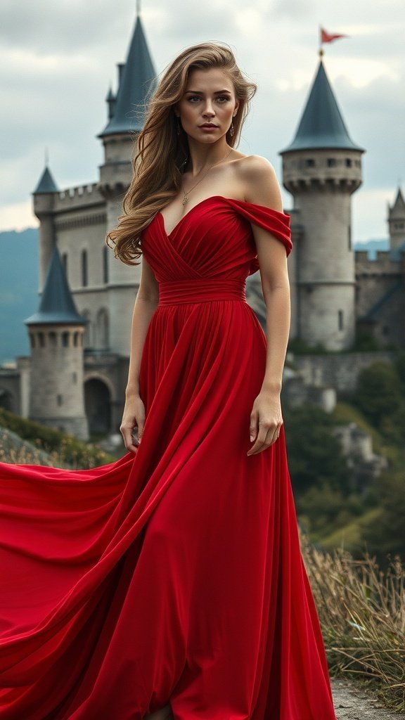 A rich red fabric with a golden lion emblem representing the Lannister family.