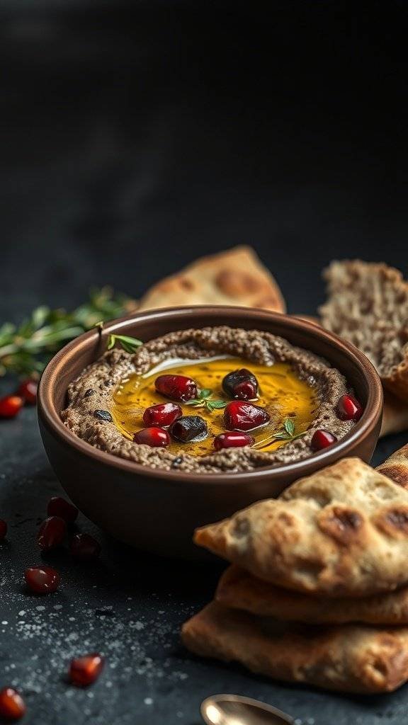 Charred Eggplant Dip with Crusty Bread.