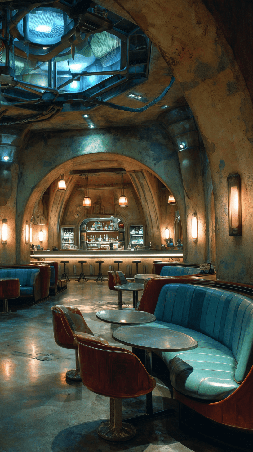 A Cantina interior from Star Wars at night.