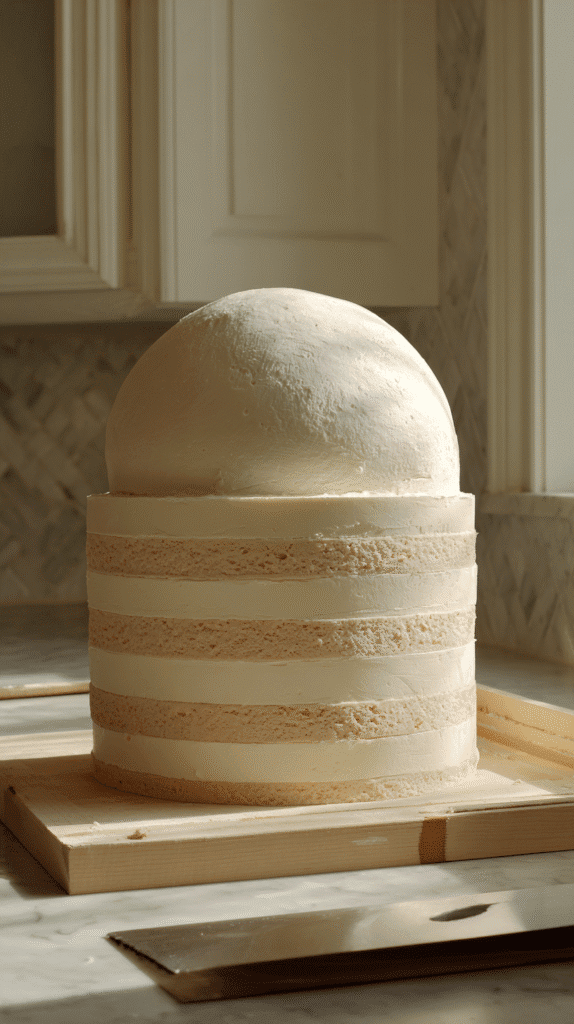 adding top to R2-D2 Cake