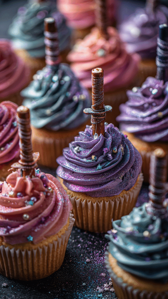 finished Lightsaber Cupcakes