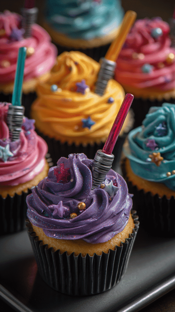 completed Lightsaber Cupcakes