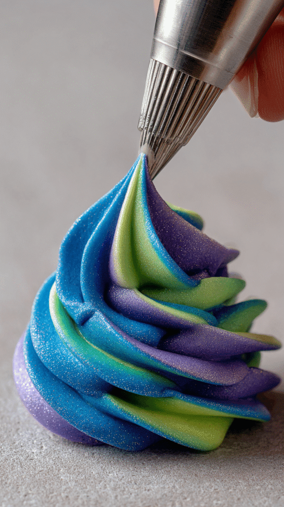 mixing icing for Lightsaber Cupcakes