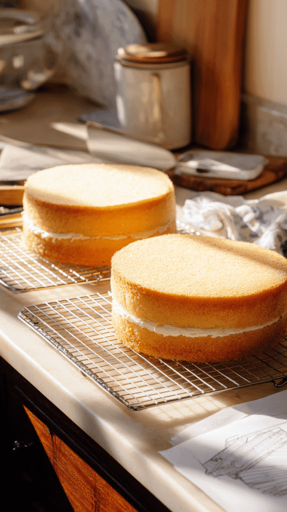 preparing base for Millennium Falcon Cake