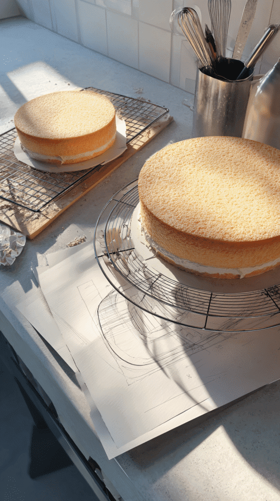 preparing base for Millennium Falcon Cake