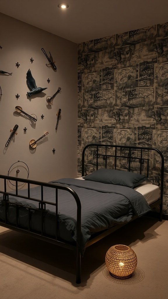 A dimly lit alleyway featuring a bed, showcasing Gotham-inspired decor.