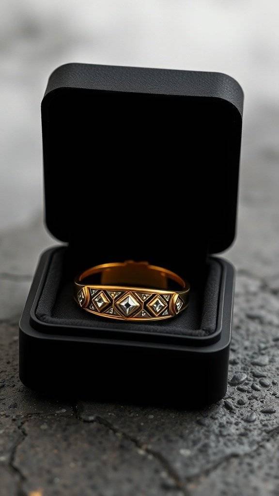 A candlelit scene featuring a gift bag, candles, and decorative elements, creating a romantic atmosphere.