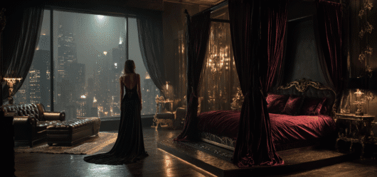 Bedroom Curtain Decorating Ideas with Dark Gotham Glamour